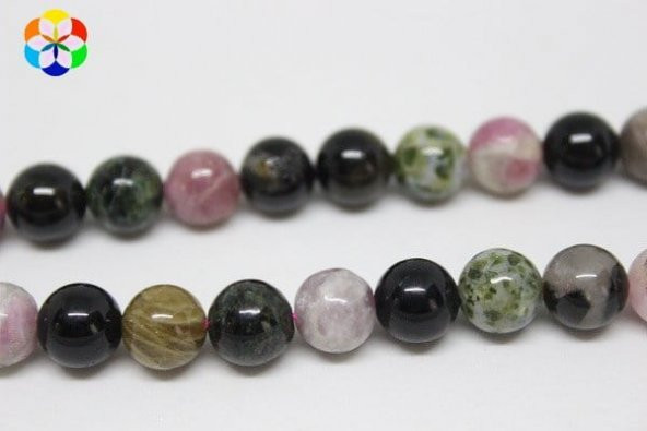 Turmalin Taşı Karışık Renkler YARIM Dizi 8mm (18cm uzunluğundadır) - Resim 3