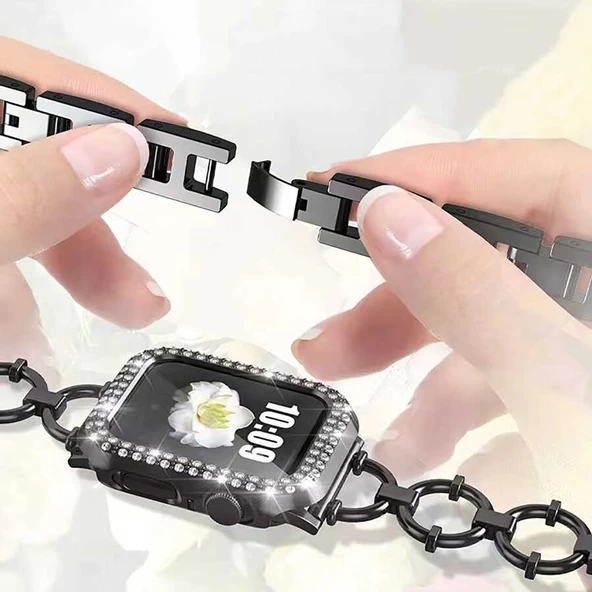 Apple Watch 44mm KRD-56 Halka Tasarım Metal Kordon - 11