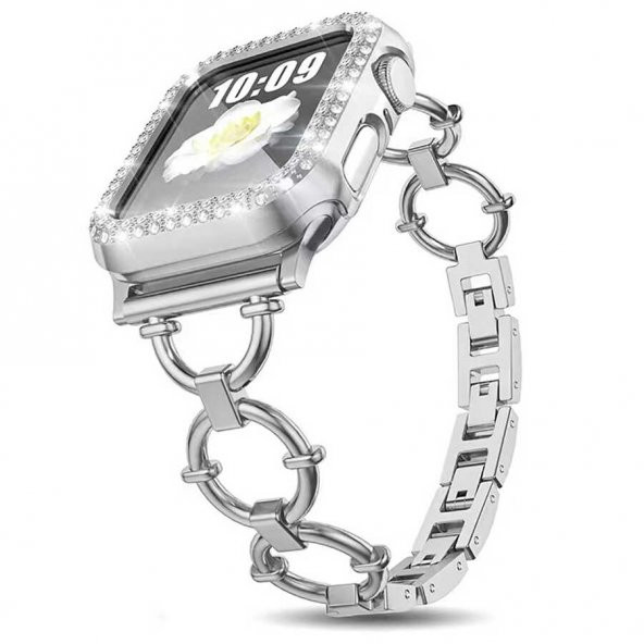 Apple Watch 44mm KRD-56 Halka Tasarım Metal Kordon