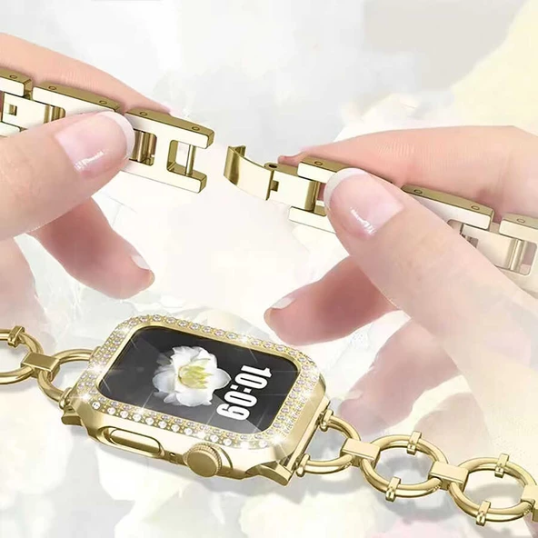 Apple Watch 44mm KRD-56 Halka Tasarım Metal Kordon - 12