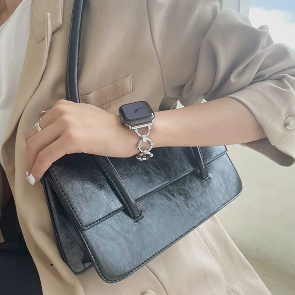 Apple Watch 44mm KRD-56 Halka Tasarım Metal Kordon - 7