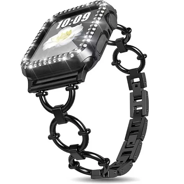 Apple Watch 44mm KRD-56 Halka Tasarım Metal Kordon - 2