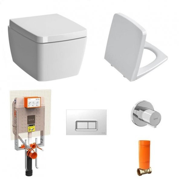 VitrA Metropole Kare Asma Klozet + Kapak + VitrA Gömme Rezervuar SET