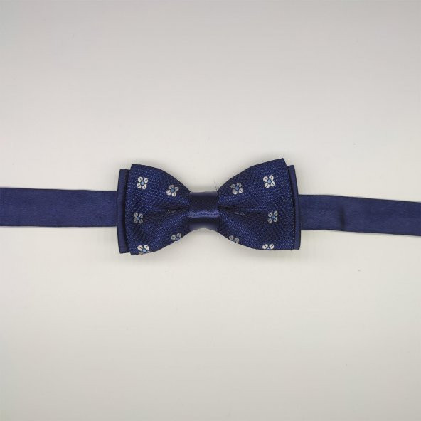 MORDİNO Beyaz Çiçekli Lacivert Çocuk Papyon