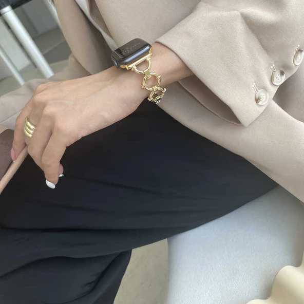 Apple Watch 42mm KRD-56 Halka Tasarım Metal Kordon - 8