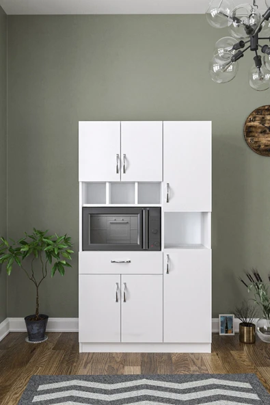AEKA Ae-3080 Anka Beyaz Çok Amaçlı Mutfak Dolabı & Banyo Dolabı 6 Kapaklı, 1 Çekmeceli - 1