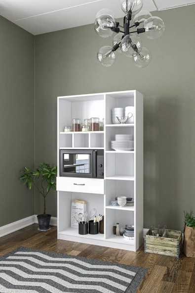 AEKA Ae-3080 Anka Beyaz Çok Amaçlı Mutfak Dolabı & Banyo Dolabı 6 Kapaklı, 1 Çekmeceli - 6