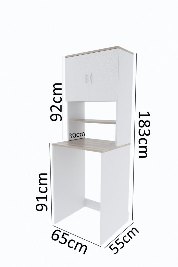 Aeka Ae-2042 Solo Çamaşır Makinesi Dolabı, Banyo Dolabı, 4 Raflı, Kapaklı, Beyaz Dolap - 3