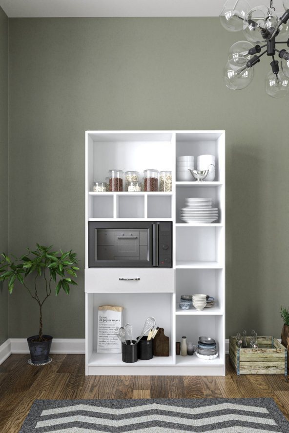 AEKA Ae-3080 Anka Beyaz Çok Amaçlı Mutfak Dolabı & Banyo Dolabı 6 Kapaklı, 1 Çekmeceli - 2