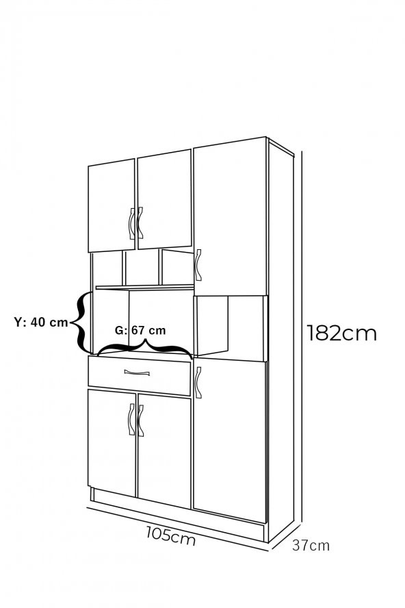 AEKA Ae-3080 Anka Beyaz Çok Amaçlı Mutfak Dolabı & Banyo Dolabı 6 Kapaklı, 1 Çekmeceli - 3