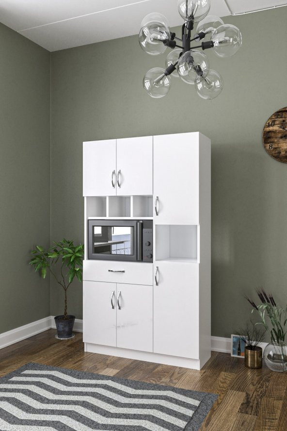 AEKA Ae-3080 Anka Beyaz Çok Amaçlı Mutfak Dolabı & Banyo Dolabı 6 Kapaklı, 1 Çekmeceli - 4