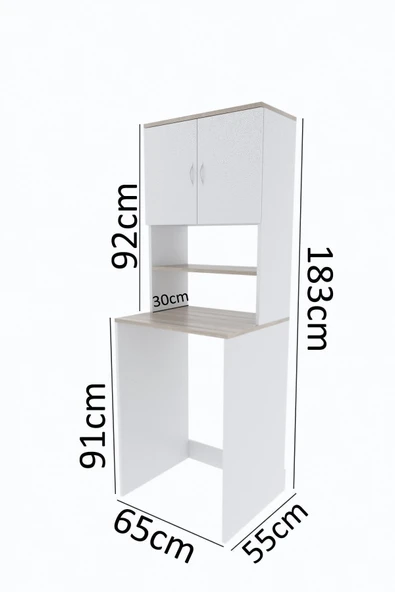 AEKA Ae-2042 Solo Çamaşır Makinesi Dolabı, Banyo Dolabı, 4 Raflı, Kapaklı, Beyaz Dolap - 4