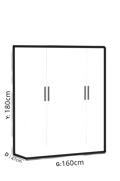 AEKA Ae-1059 Milano Beyaz 4 Kapaklı Gardırop 11 Raflı 2 Askılıklı Beyaz - 3