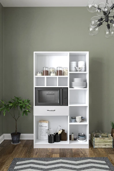 AEKA Ae-3080 Anka Beyaz Çok Amaçlı Mutfak Dolabı & Banyo Dolabı 6 Kapaklı, 1 Çekmeceli - 3