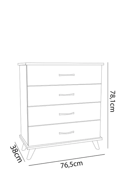 AEKA Ae-1047 Artemis Antrasit Şifonyer 4 Çekmeceli, Komodin, Ayaklı - 3