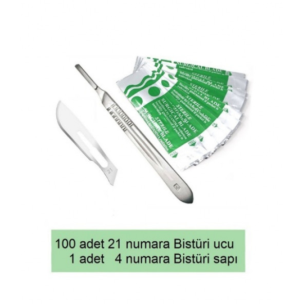 Bistüri Neşter Sapı No:4 (100 Adet 21 Numara Bistüri Ucu Ile Birlikte )