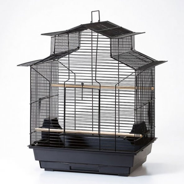 Eurogold Papağan Kafes Çin Çatılı Siyah 47x36x62cm