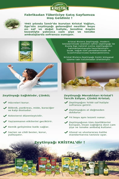 Kristal Riviera Zeytinyağı 5 Litre Teneke Kutu - 2