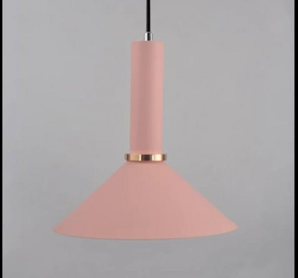 DYLİGHT Retro Metal Pudra Somon Dekotatif Metal Dekoratif Tekli Sarkıt Avize Çap:30 cm