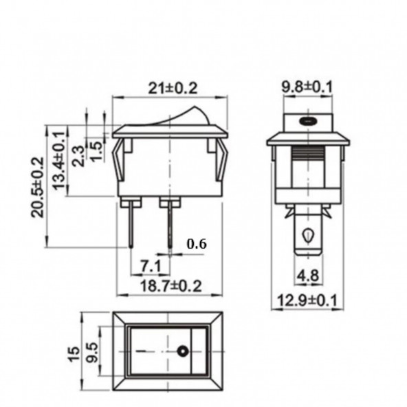Mini Işıksız Anahtar 2P - 3