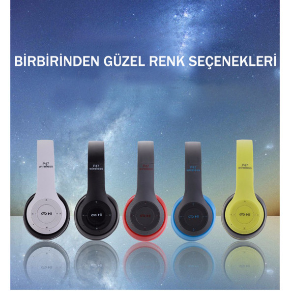 P47 WİRİLESS 2 Adet P47 Bluetooth Kulaklık Wireless Beyaz