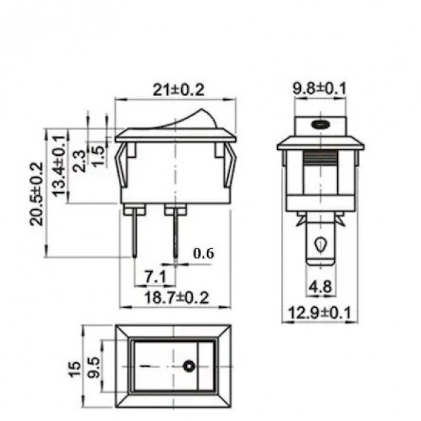 Mini Işıksız Anahtar 2P Kırmızı - 5