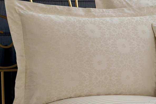 Finezza Jardin Bambu Jakar Kumaş Bej ikili Oksford 60*80 cm Yastık Kılıfı - 1302 - 2