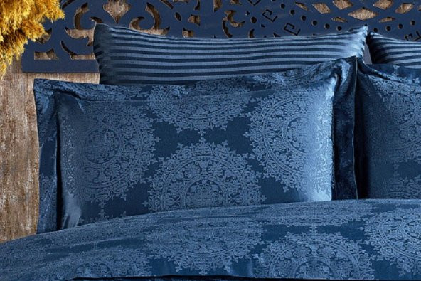 Finezza Tiara Bambu Jakar Kumaş İndigo ikili Oksford 60X80cm Yastık Kılıfı -1303 - 2