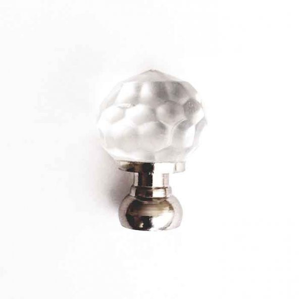 Dekoratif Kristal Çekmece Düğme Kulp - Büyük, 30mm, Nikel, 1 Adet - 2