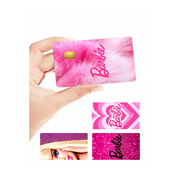 Alptuğ Reklam Barbie Mor Papara Kart Kaplama Sticker 4 Adet - 1