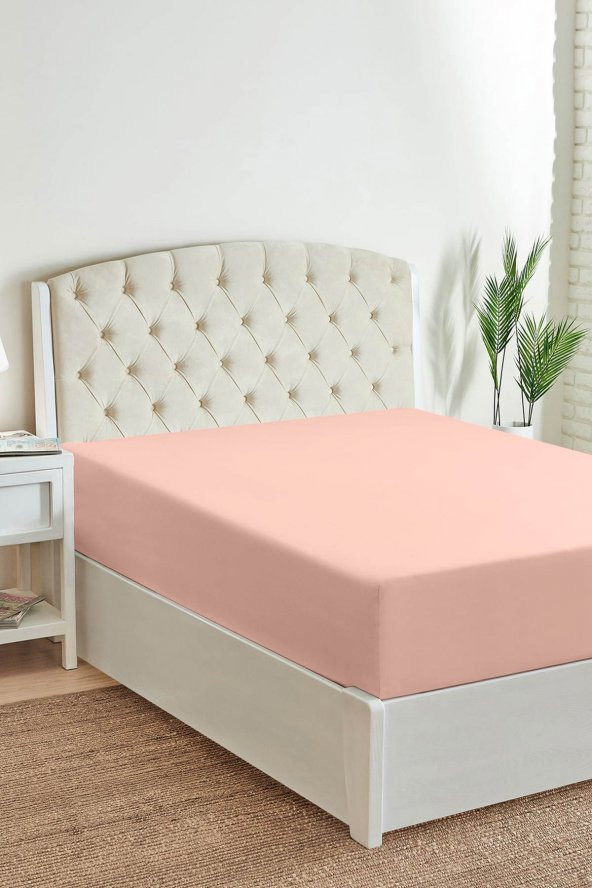 MaxxHome 160x200 100 Pamuk Çift Kişilik Penye Lastikli Çarşaf - Pembe