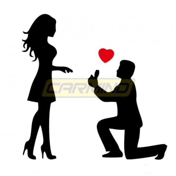 Evlilik Teklifi Diz Çöken Adam Sticker  Beyaz 15 x 15cm