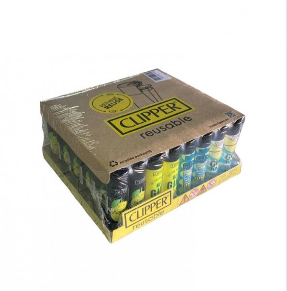 Clipper Pocket Gin Tonic Desenli Taşlı Çakmak 48 Adet 7858 - 2