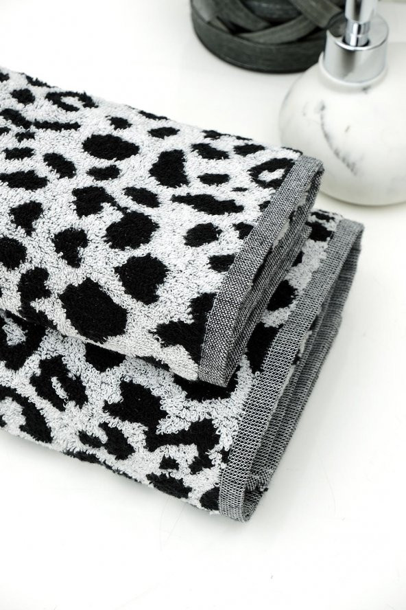 2li Leopar Desen Havlu Seti (50x90-40x55) - 2