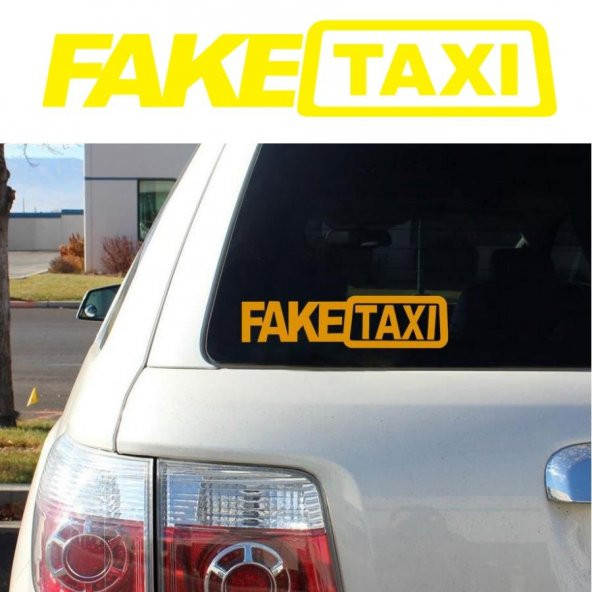 Fake Taxi Oto Sticker (1 Adet)  Beyaz 45cm