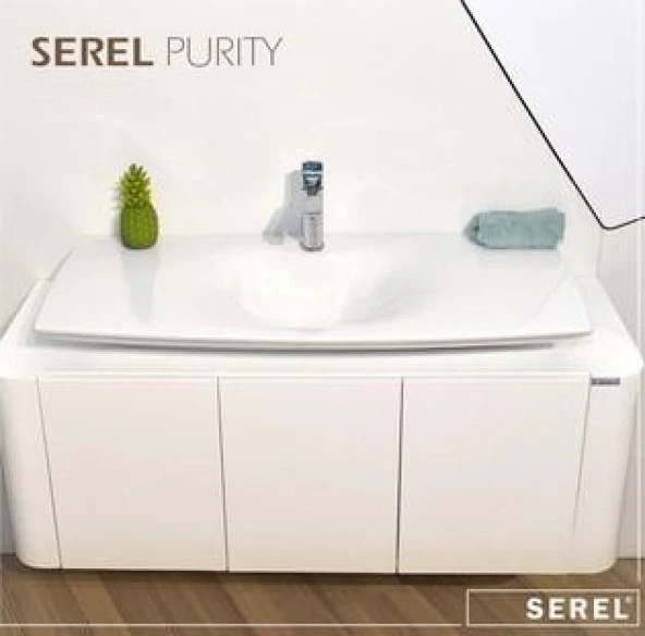 Serel Purity Tezgah Üstü Lavabo + Sifon 48x100 cm PR35STS110H - 6