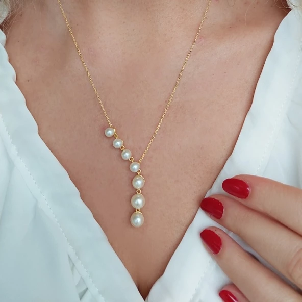 Vaoov 925 Ayar Gümüş İnci Kolye - Resim 2