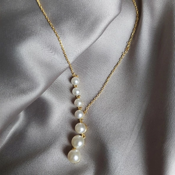 Vaoov 925 Ayar Gümüş İnci Kolye - Resim 3