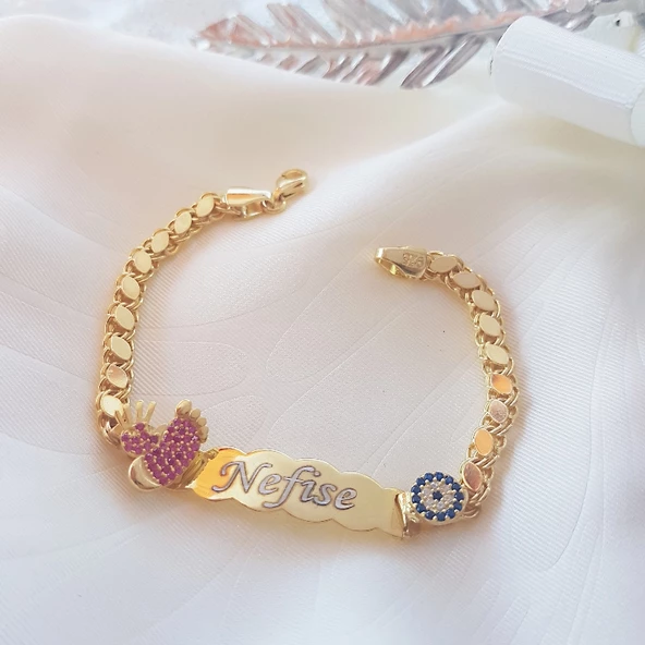 Vaoov Gümüş Kişiye Özel İsimli Nazar Çocuk ve Bebek Bileklik ürün görseli