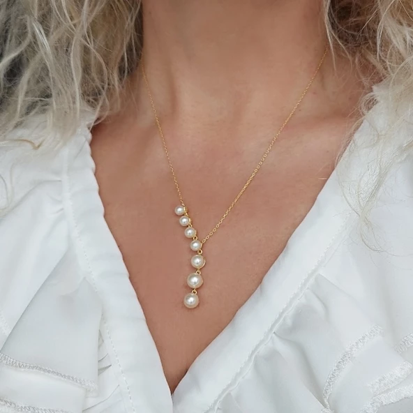 Vaoov 925 Ayar Gümüş İnci Kolye ürün görseli