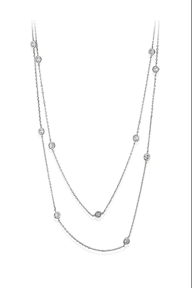 Vaoov 925 Ayar Gümüş Sıra Taşlı Kolye ürün görseli 1