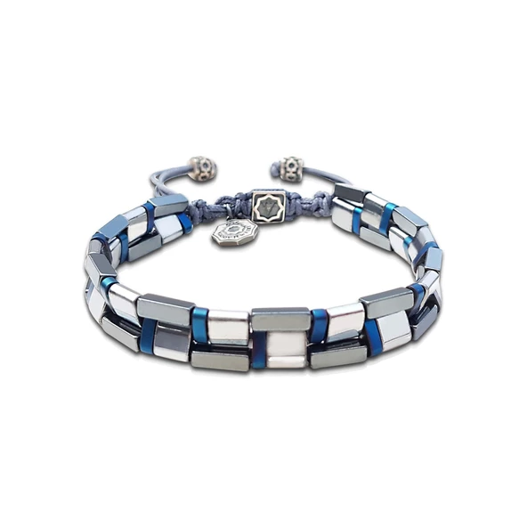 925 Ayar Gümüş Hematit Taşlı Bileklik ürün görseli