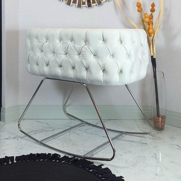 Markaawm Anne yanı Sallanır Beşik Metal Kapitone Sepet Beşik - 3