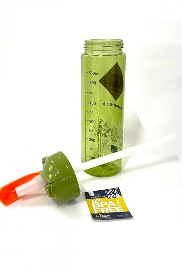 Yeşil Amazon Tritan Pipetli Matara 600ml - 2