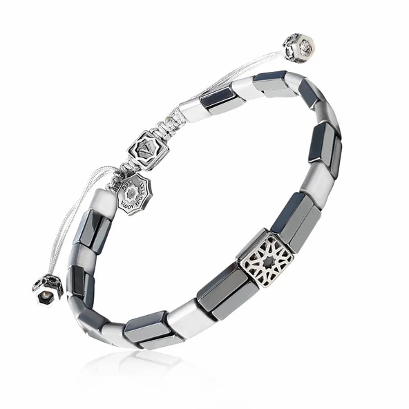 Hematit Taşlı 925 Ayar Gümüş Erkek Bileklik - Resim 2