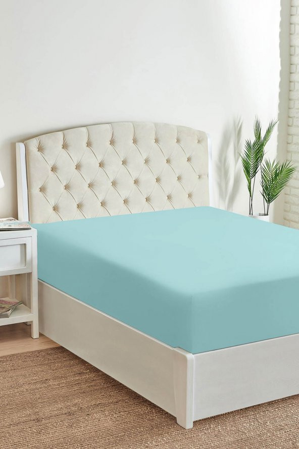 MaxxHome 180x200 100 Pamuk Çift Kişilik Penye Lastikli Çarşaf - Turkuaz