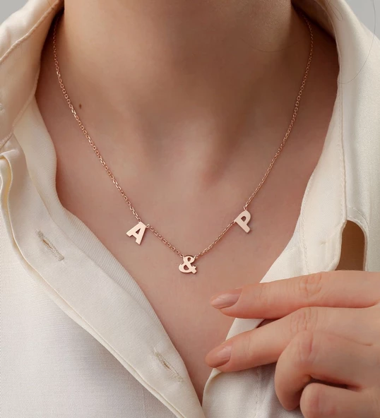 Vaoov 925 Ayar Gümüş Kişiye Özel Harfli Kolye ürün görseli