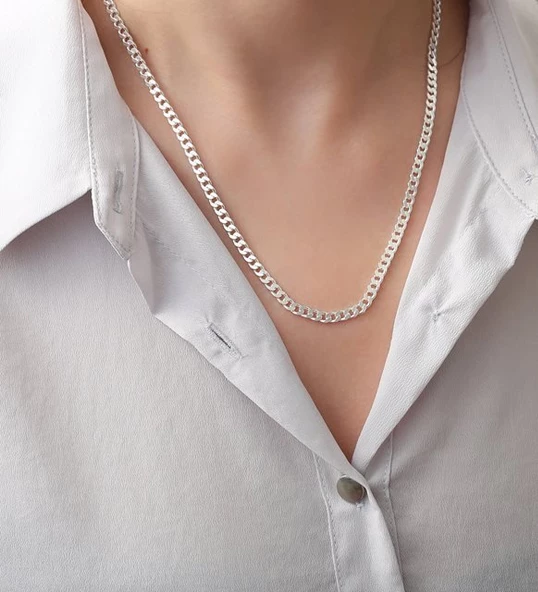 Vaoov 925 Ayar Gümüş Gurmet Zincir Kolye - Resim 2