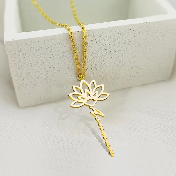 Vaoov 925 Ayar Gümüş Lotus İsim Kolye ürün görseli