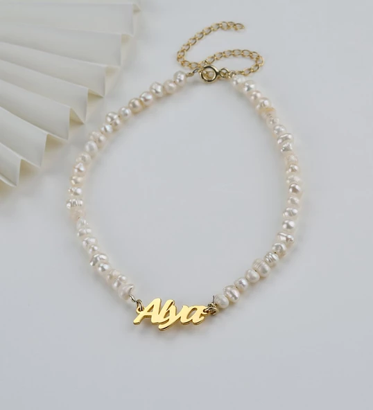 Vaoov 925 Ayar Gümüş İsimli İnci Bileklik - Resim 2